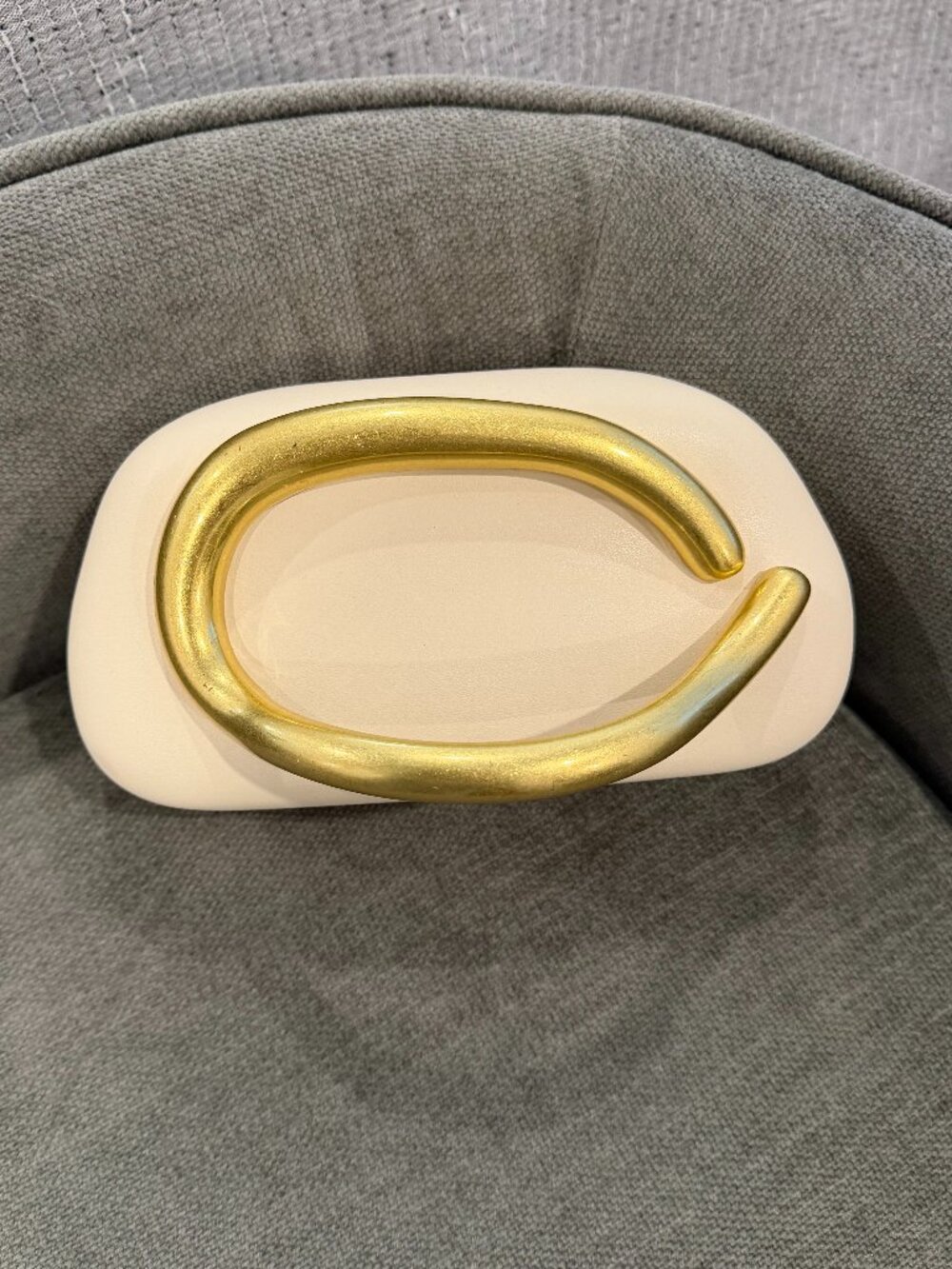 Zara Ivory and Gold Clutch Bag